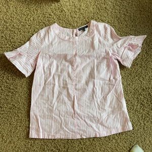 Banana republic pink stripe flutter sleeve shirt